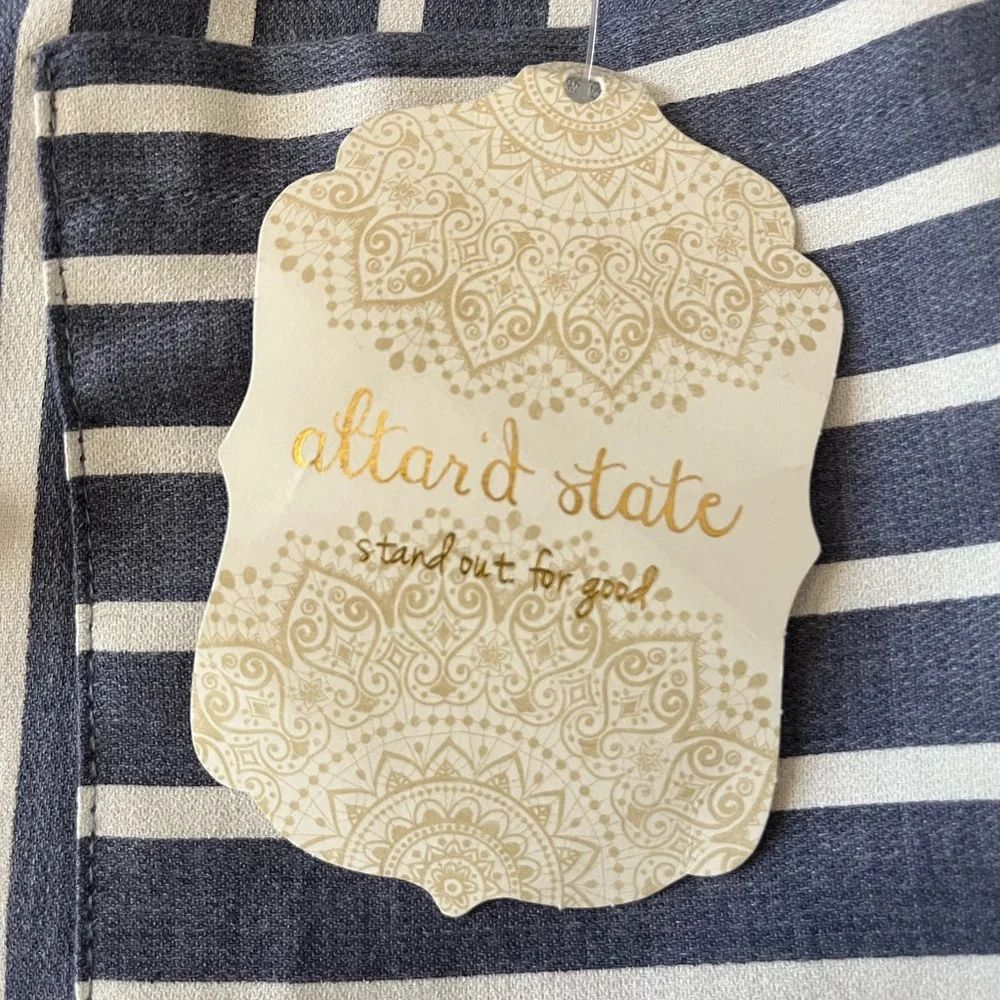 NWT- Altar’d State Denim and Ivory Striped Skirt in Size Large - Picture 7 of 8